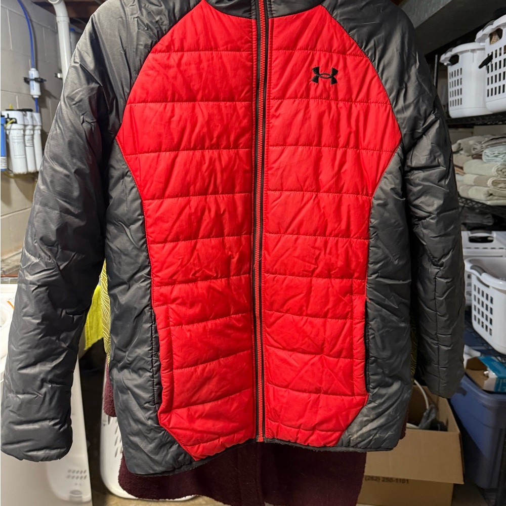 Under Armour Kids Red and Gray Puffer Jacket